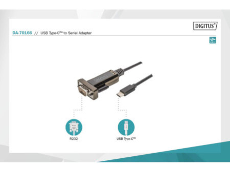 DIGITUS Adaptateur USB 2.0, USB-C - RS232, noir
