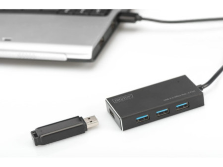 DIGITUS Hub USB 3.0 Super Speed, 4 ports, avec alimentation