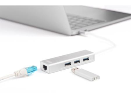 DIGITUS Hub USB 3.0 Super Speed, 3 ports + éthernet