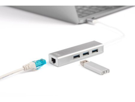 DIGITUS Hub USB 3.0 Super Speed, 3 ports + éthernet