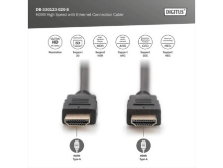DIGITUS Câble de raccordement High Speed, HDMI-A-HDMI-A, 2 m