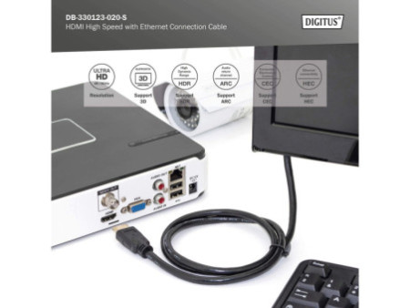 DIGITUS Câble de raccordement High Speed, HDMI-A-HDMI-A, 2 m