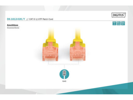 DIGITUS Câble patch, Cat. 6, U/UTP, 2,0 m, jaune