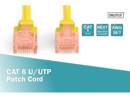 DIGITUS Câble patch, Cat. 6, U/UTP, 2,0 m, jaune