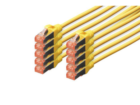 DIGITUS Câble de brassage Cat.6, S/FTP, 1,0 m, par 10, jaune