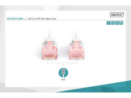 DIGITUS Câble de brassage Slim, Cat. 6, U/FTP, 10,0 m