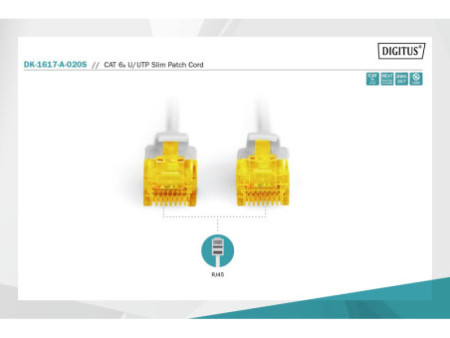 DIGITUS Câble de brassage Slim, Cat.6A, U/UTP, 2,0 m