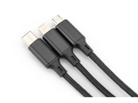 DIGITUS Câble de charge 3-en-1, USB A-Lightning + Micro USB