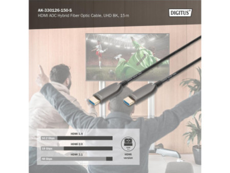 DIGITUS Câble de fibre optique hybride HDMI AOC, UHD8K, 15 m