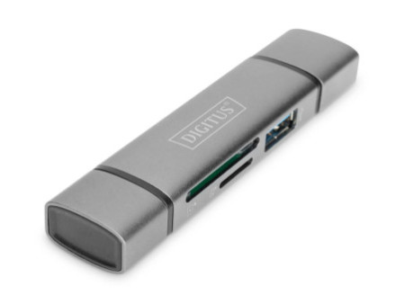 DIGITUS Hub à double lecteur de carte USB-C / USB3.0, OTG