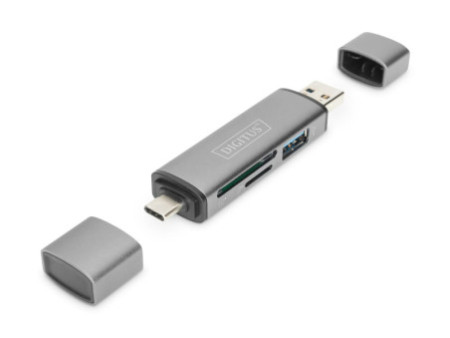 DIGITUS Hub à double lecteur de carte USB-C / USB3.0, OTG