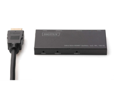 DIGITUS Répartiteur HDMI extra-plat, 1x2, 4K/60 Hz, noir
