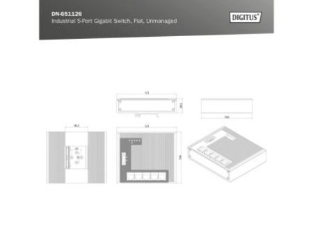 DIGITUS Commutateur industriel plat Gigabit, 5 ports, IP40