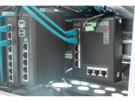 DIGITUS Commutateur industriel plat Gigabit, 8 ports, IP40