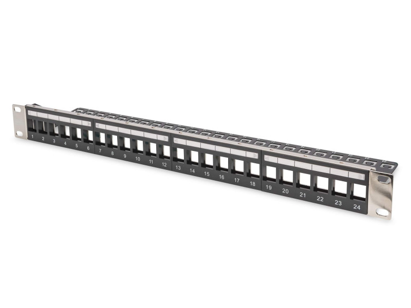 DIGITUS Panneau de brassage Keystone 19', 24 ports, 1 U,noir