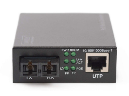 DIGITUS Convertisseur média Gigabit PoE, RJ45/SC, multimode