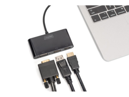DIGITUS Adaptateur graphique triple USB-C 3en1 (HDMI/DP/VGA)