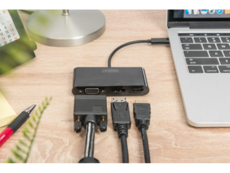 DIGITUS Adaptateur graphique triple USB-C 3en1 (HDMI/DP/VGA)