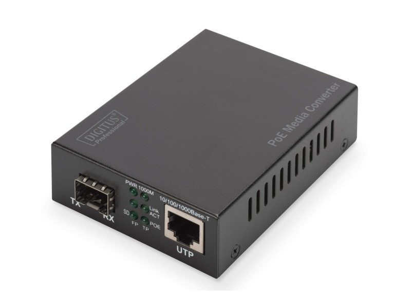 DIGITUS Convertisseur de médias Gigabit PoE, RJ45 / SFP, PSE