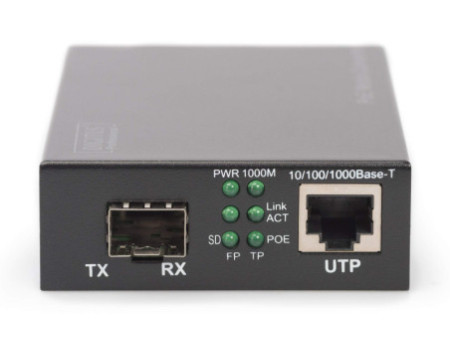 DIGITUS Convertisseur de médias Gigabit PoE, RJ45 / SFP, PSE