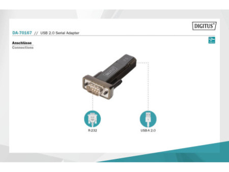 DIGITUS Adaptateur série USB 2.0, câble USB-A incl.