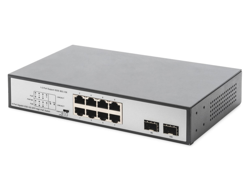 DIGITUS Switch Gigabit PoE 19', 8 ports, Unmanaged