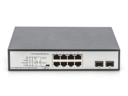 DIGITUS Switch Gigabit PoE 19', 8 ports, Unmanaged