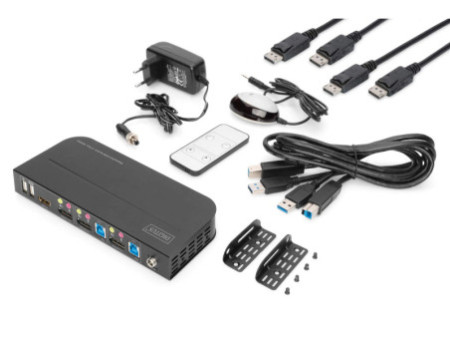 DIGITUS Commutateur KVM, 2 ports, 2x entrée DP, 1x sortie DP