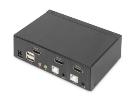 DIGITUS Commutateur KVM, 2 ports, simple affichage, 4K, HDMI