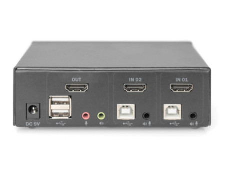 DIGITUS Commutateur KVM, 2 ports, simple affichage, 4K, HDMI