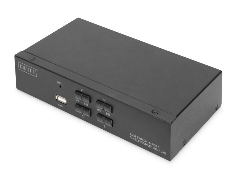 DIGITUS Commutateur KVM, 4 ports, simple affichage, 4K, HDMI