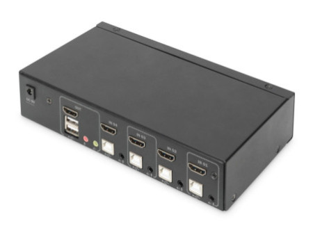 DIGITUS Commutateur KVM, 4 ports, simple affichage, 4K, HDMI