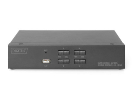 DIGITUS Commutateur KVM, 4 ports, simple affichage, 4K, HDMI