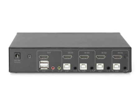 DIGITUS Commutateur KVM, 4 ports, simple affichage, 4K, HDMI