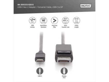 DIGITUS Câble adaptateur USB Type-C Gen 2, 2,0 m