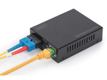DIGITUS Convertisseur médias Gigabit PoE, RJ45 / SC, SM, PSE