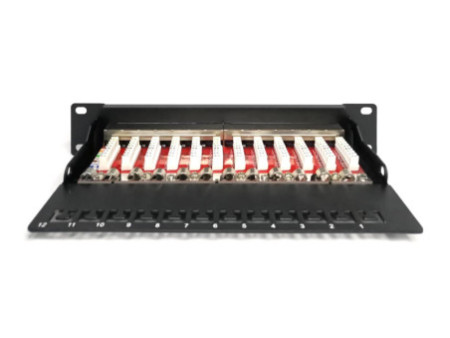 DIGITUS Panneau de brassage 10' Cat.6A, blindé, 12 ports, 1U