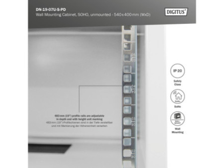 DIGITUS Coffret mural 19' SOHO, non monté, 7U, gris clair