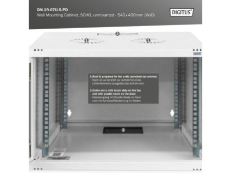 DIGITUS Coffret mural 19' SOHO, non monté, 7U, gris clair