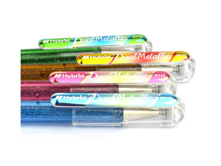 Pentel Hybrid Stylo roller 'Dual Penn', or/rouge