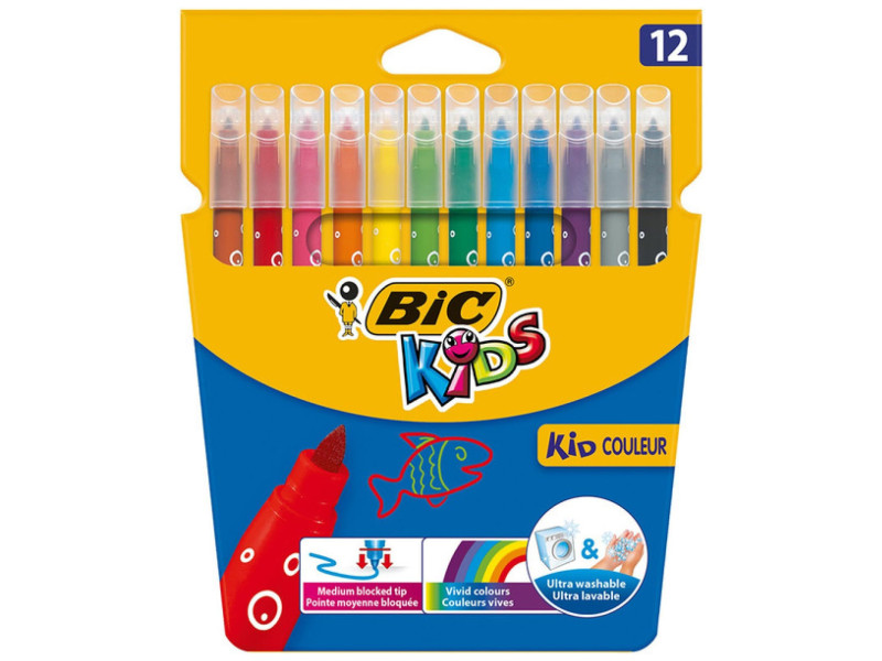 BIC KIDS Feutre Kid Couleur medium, étui en carton de 12