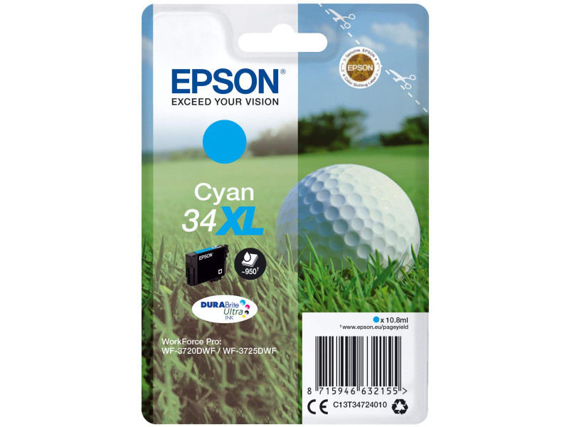 EPSON Encre N.34XL pour EPSON WorkForcePro 3720/3725, cyan