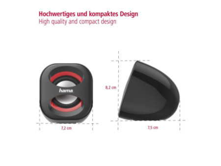 hama Haut-parleurs stéréo 2.0 'Sonic Mobil 183', noir/rouge
