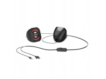 hama Haut-parleurs stéréo 2.0 'Sonic Mobil 183', noir/rouge