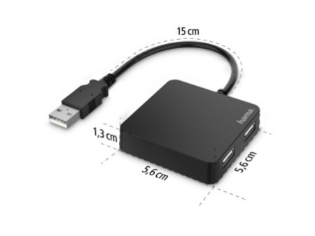 hama Hub USB 2.0, 4 ports, noir