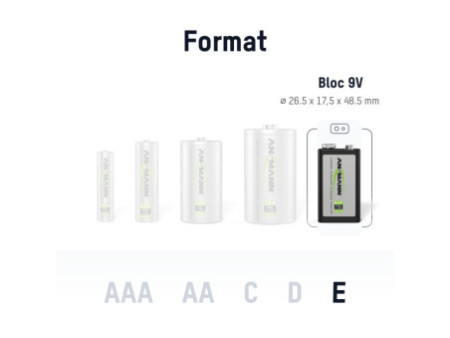 ANSMANN Pile rechargeable NiMH maxE, bloc E 9V, 200 mAh