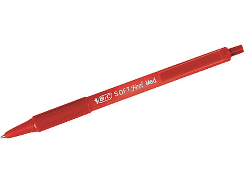 BIC Stylo à bille rétractable Soft Feel Clic grip, rouge
