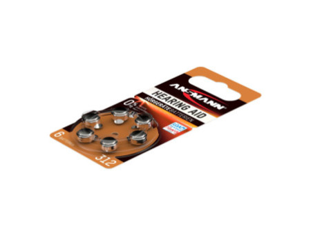 ANSMANN Pile bouton zinc-air 312 (PR-41), blister de 6