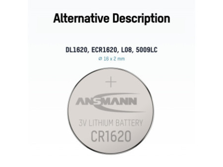 ANSMANN Pile bouton au lithium 'CR1620', 3,0 Volt, blister