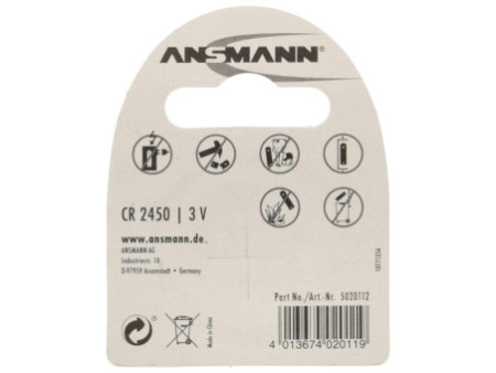 ANSMANN Pile bouton au lithium 'CR2450', 3,0 Volt, blister